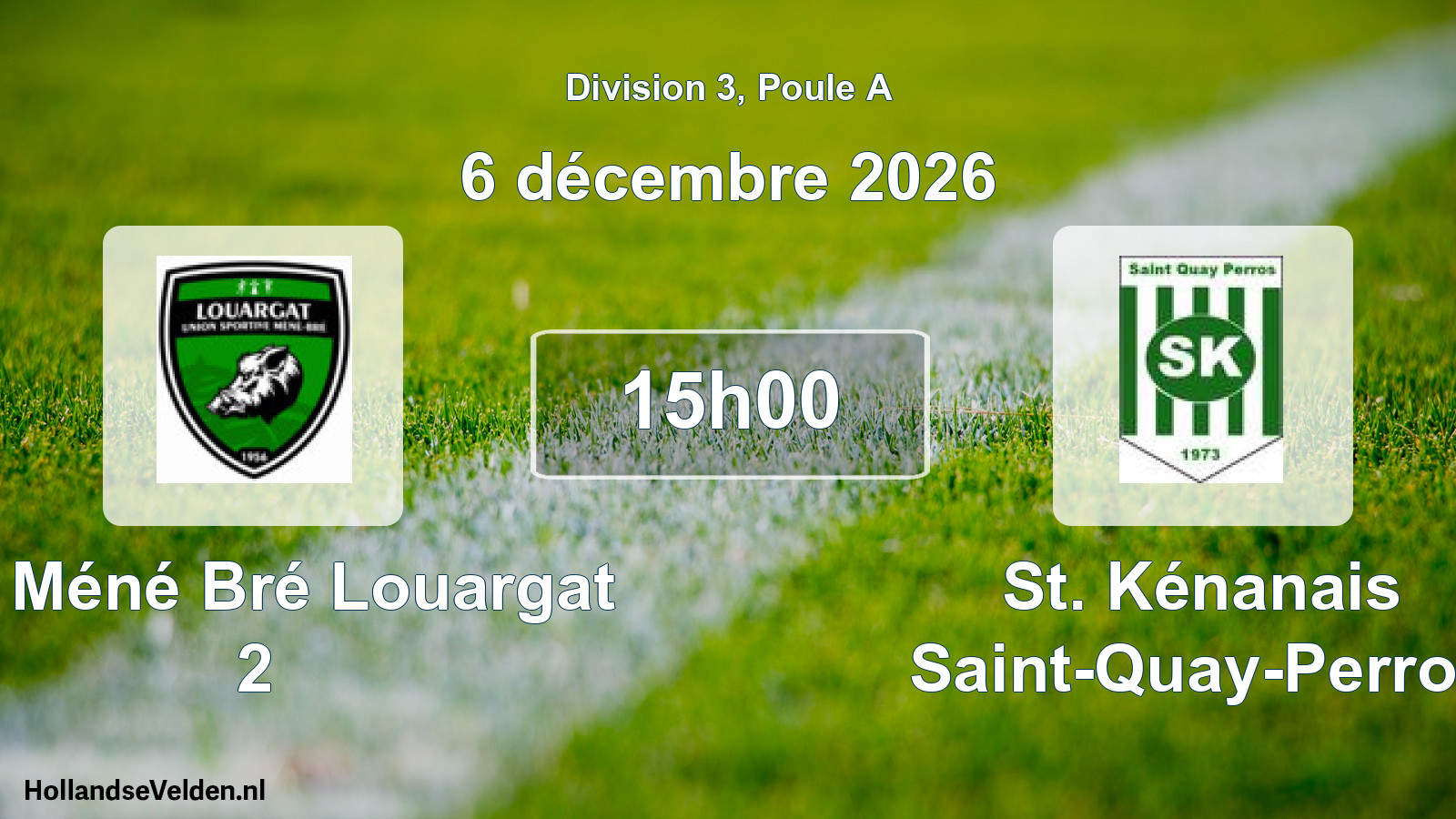 Match programmé: US Méné Bré Louargat 2 - St. Kénanais Saint-Quay-Perros (6 décembre 2026)
