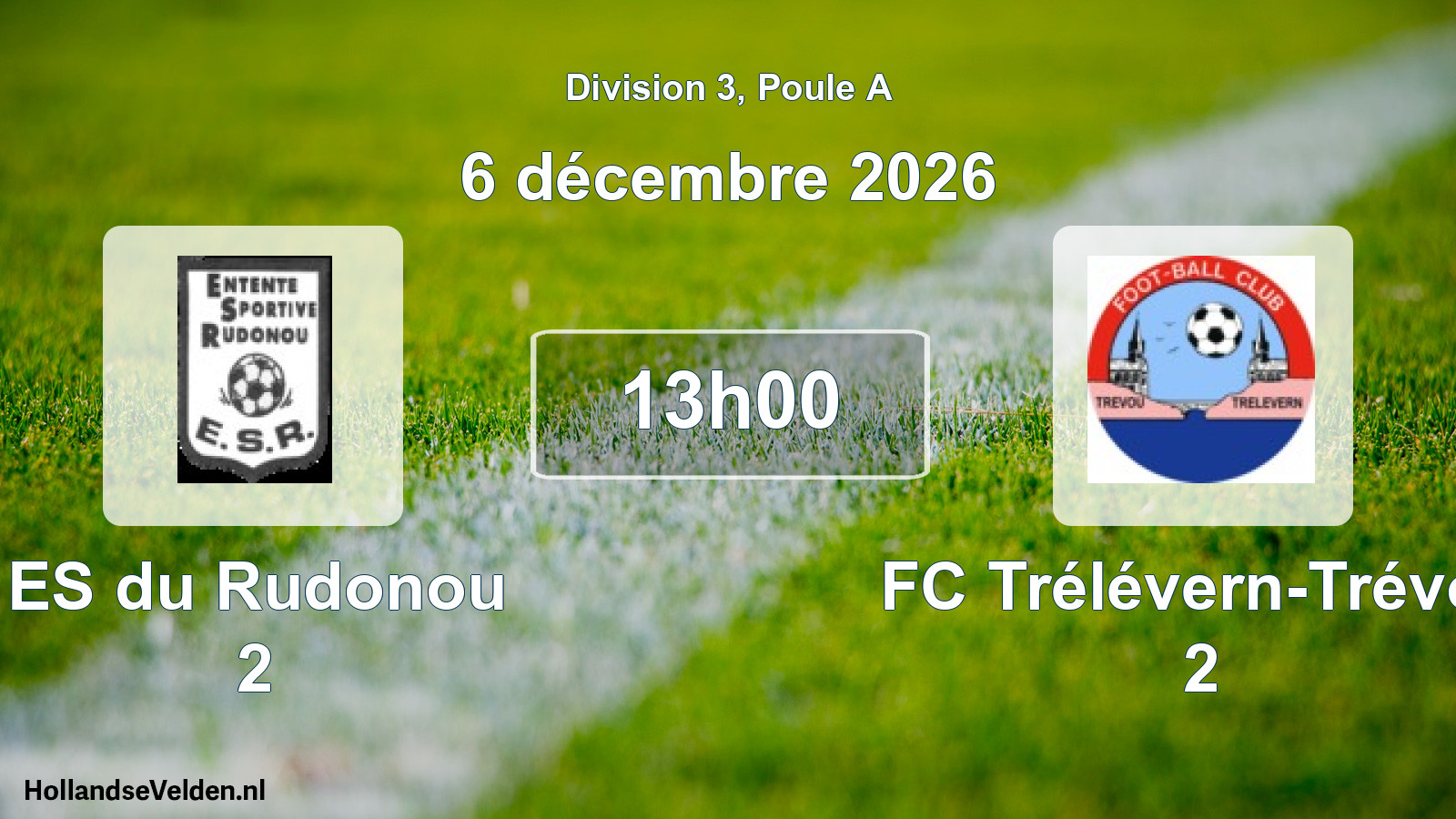 Match programmé: ES du Rudonou 2 - FC Trélévern-Trévou 2 (6 décembre 2026)