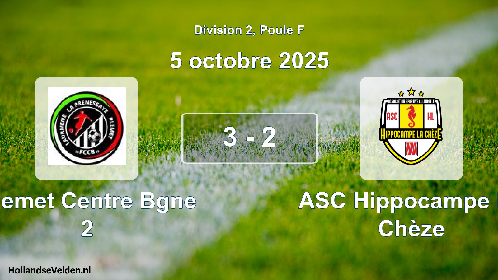 Gespeelde wedstrijd: Plemet Centre Bgne 2 - ASC Hippocampe La Chèze 3 - 2 (5 oktober 2025)