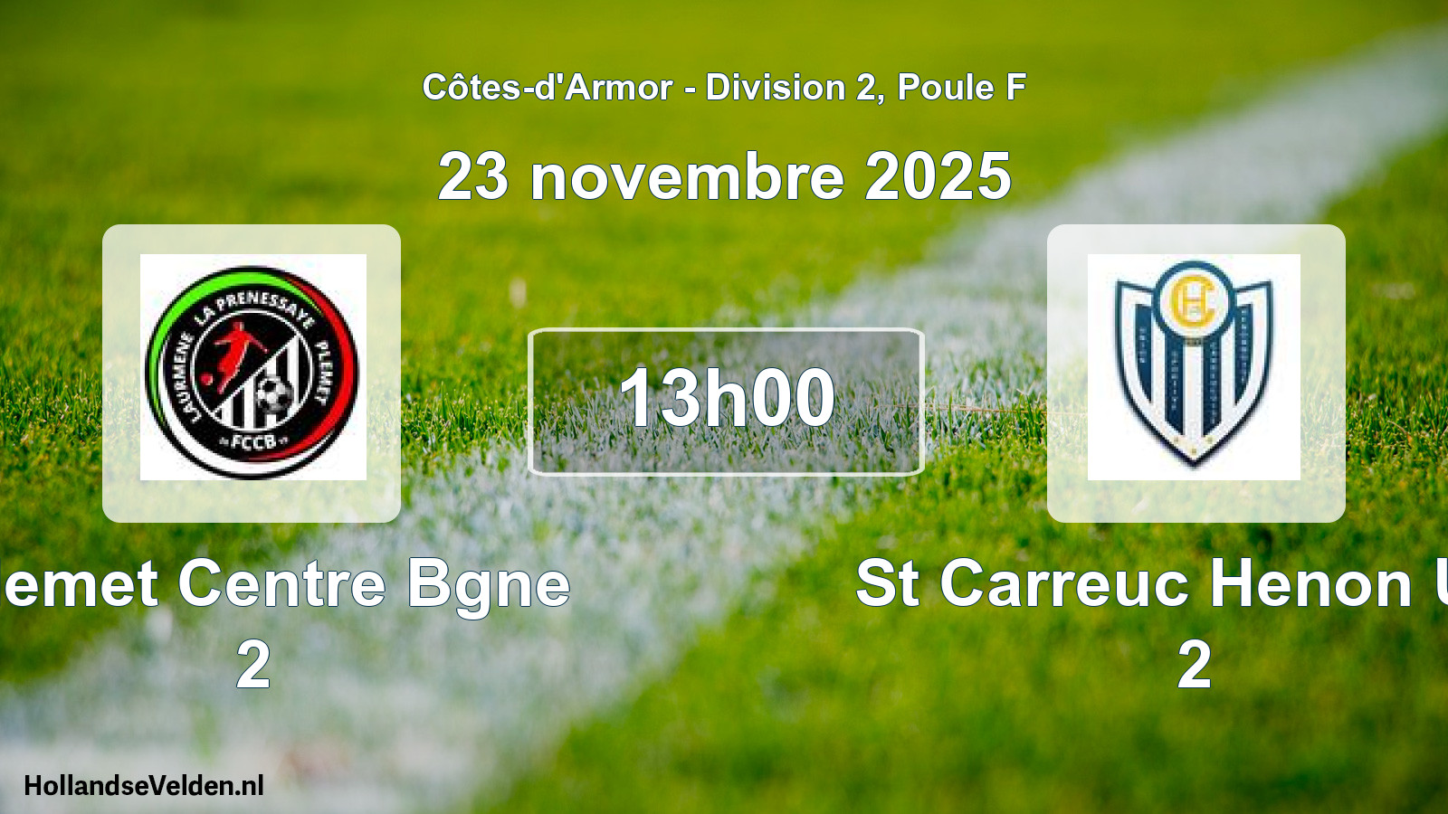 Geplande wedstrijd: Plemet Centre Bgne 2 - St Carreuc Henon Us 2 (23 novembre 2025)