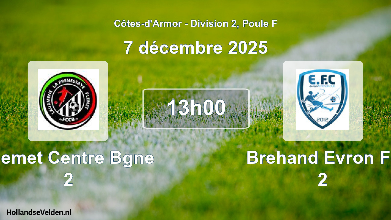 Geplande wedstrijd: Plemet Centre Bgne 2 - Brehand Evron Fc 2 (7 décembre 2025)