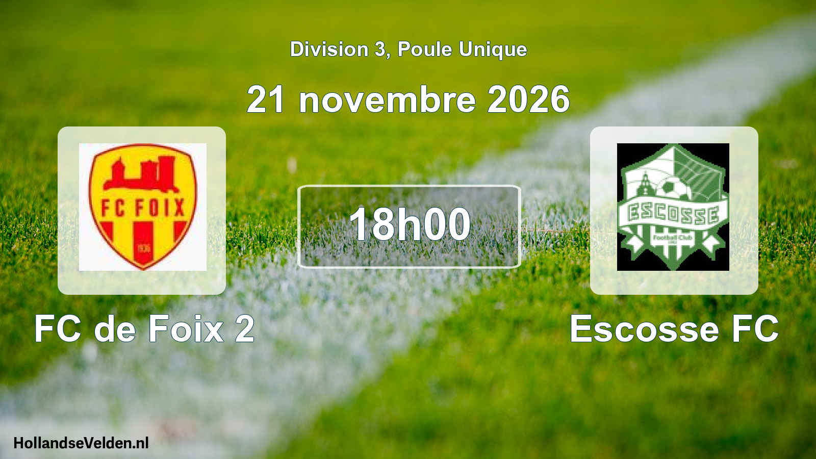 Match programmé: FC de Foix 2 - Escosse FC (22 novembre 2026)