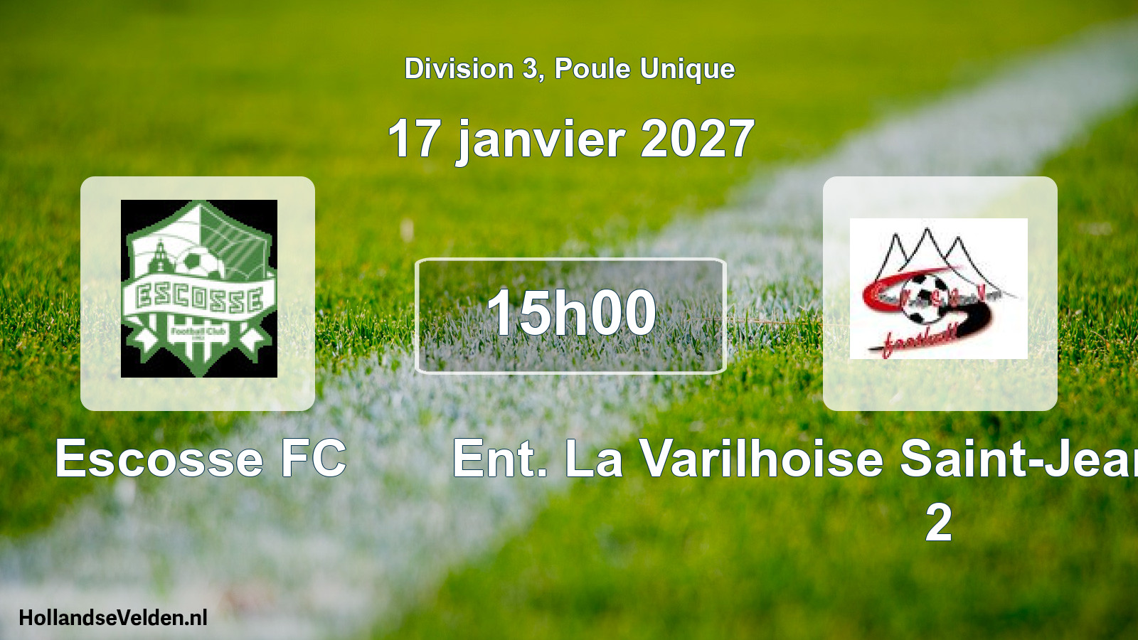 Match programmé: Escosse FC - Ent. La Varilhoise Saint-Jean-de-Verges 2 (17 janvier 2027)