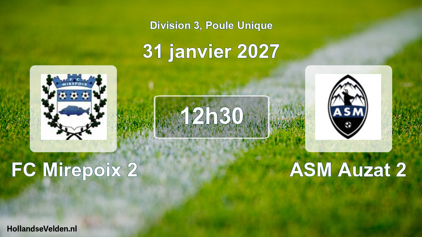 Match programmé: FC Mirepoix 2 - ASM Auzat 2 (31 janvier 2027)