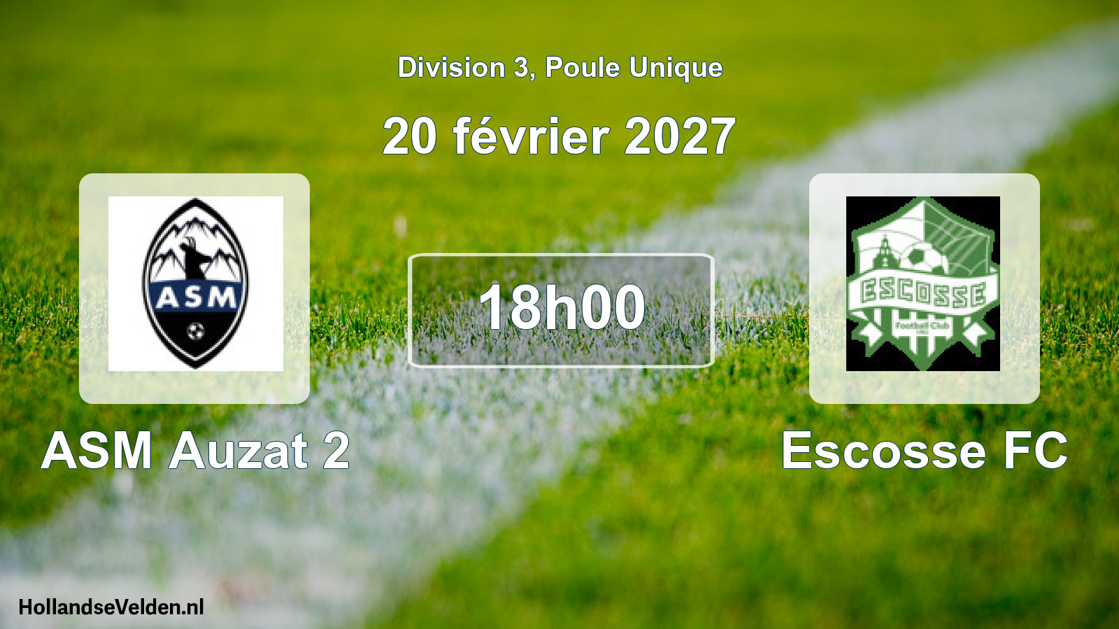 Match programmé: ASM Auzat 2 - Escosse FC (20 février 2027)