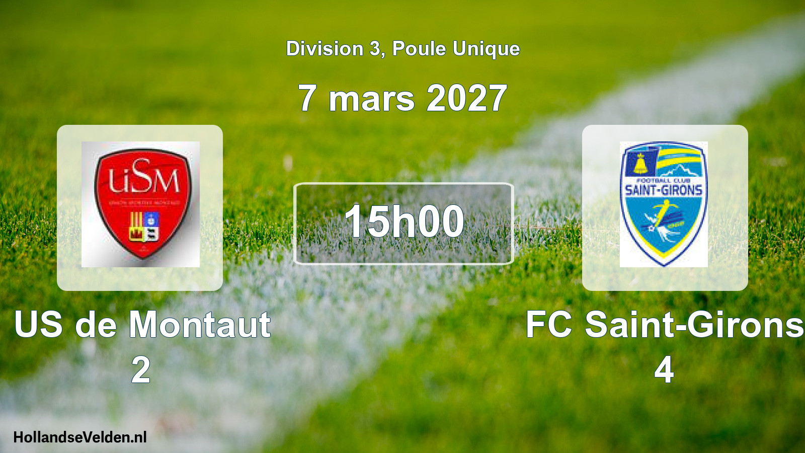 Match programmé: US de Montaut 2 - FC Saint-Girons 4 (7 mars 2027)