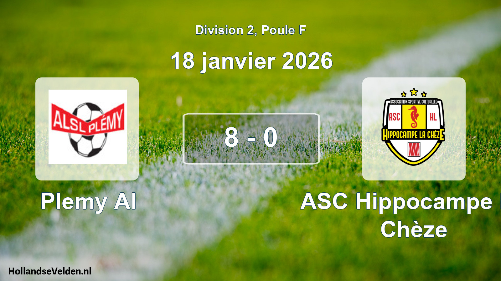 Gespeelde wedstrijd: Plemy Al - ASC Hippocampe La Chèze 8 - 0 (18 januari 2026)