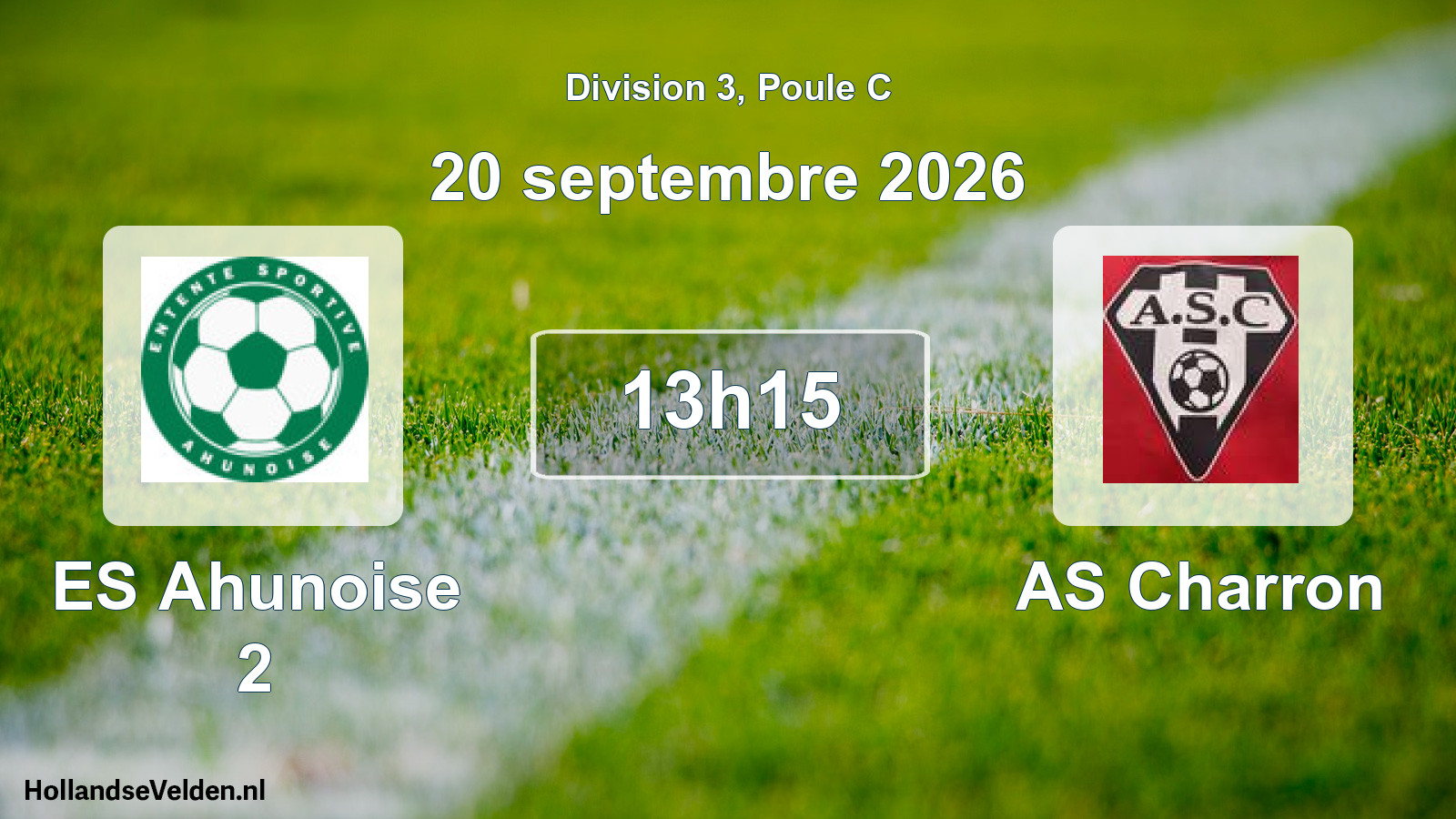 Match programmé: ES Ahunoise 2 - AS Charron (20 septembre 2026)