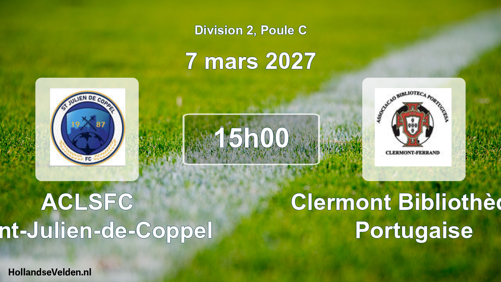 Match programmé: ACLSFC Saint-Julien-de-Coppel - Clermont Bibliothèque Portugaise (7 mars 2027)