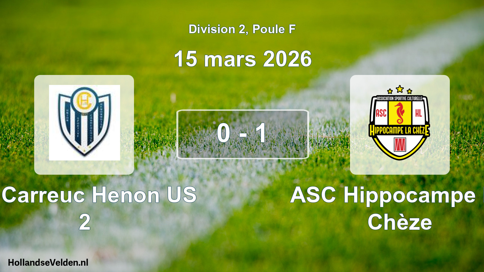 Match joué: St Carreuc Henon US 2 - ASC Hippocampe La Chèze 0 - 1 (15 mars 2026)