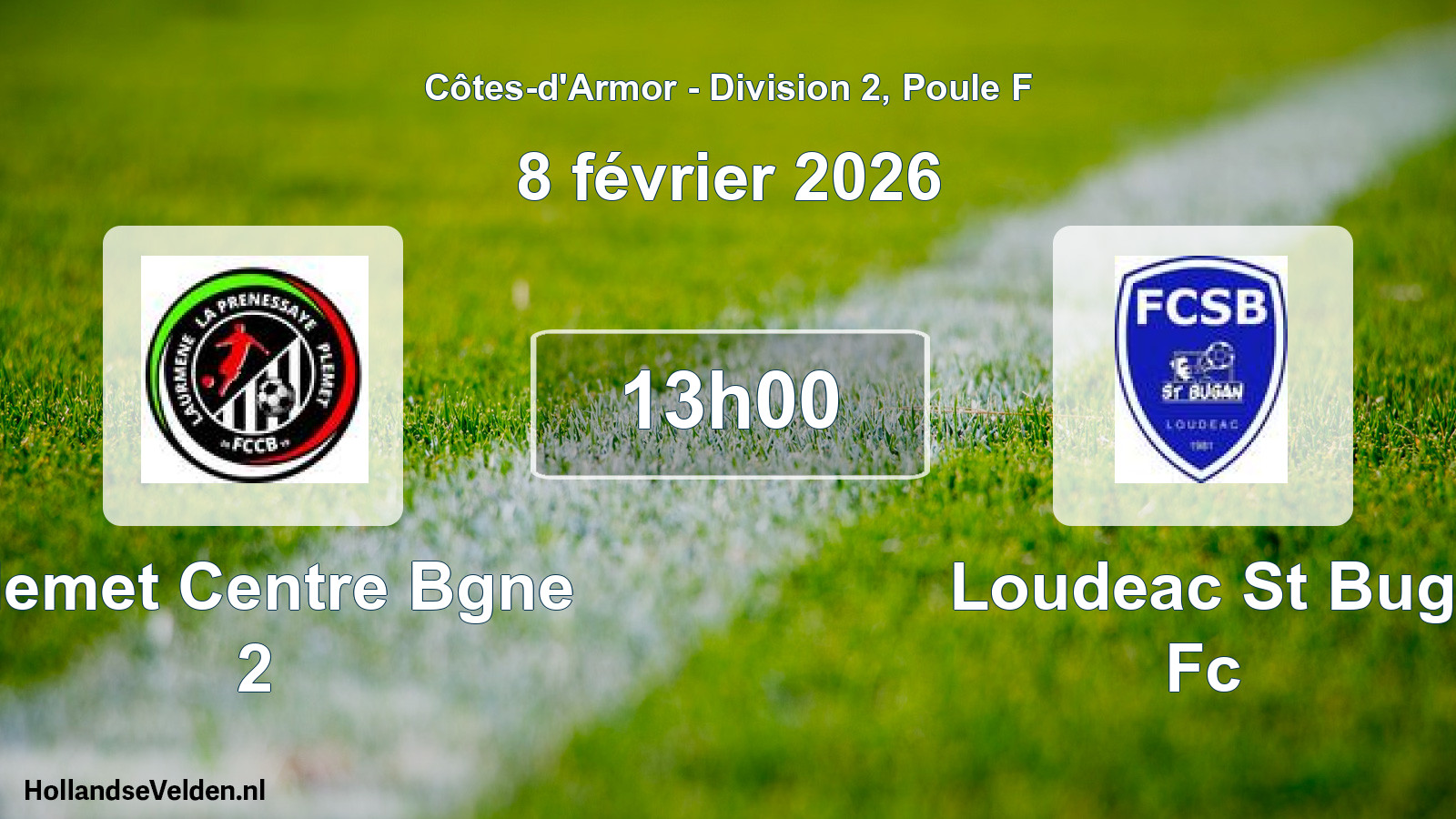 Geplande wedstrijd: Plemet Centre Bgne 2 - Loudeac St Bug Fc (8 février 2026)