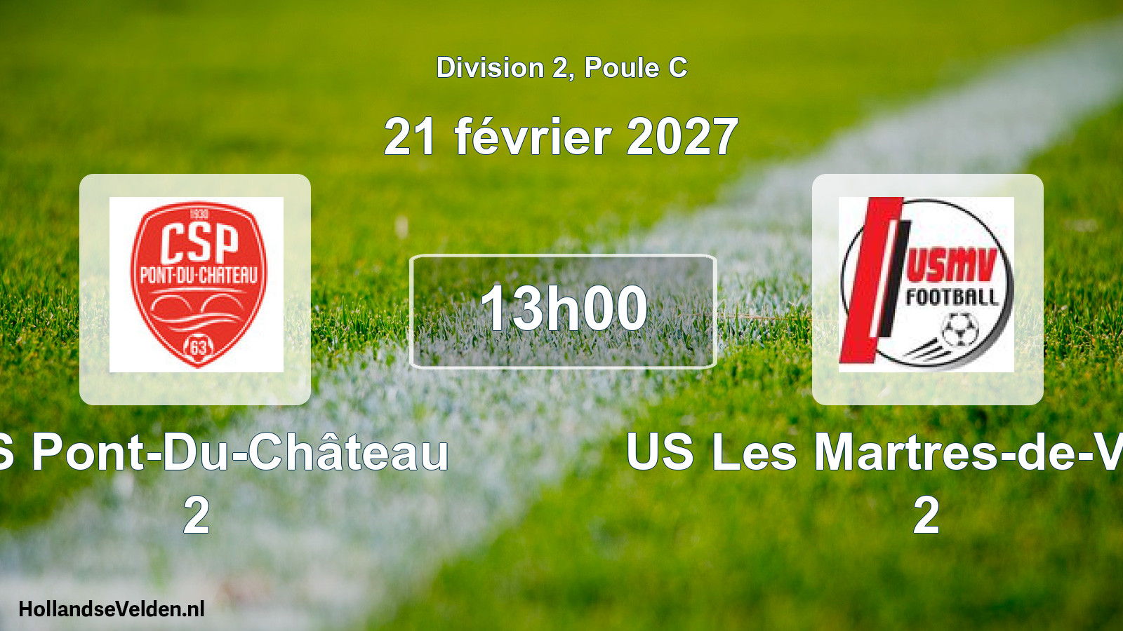 Match programmé: CS Pont-Du-Château 2 - US Les Martres-de-Veyre 2 (21 février 2027)
