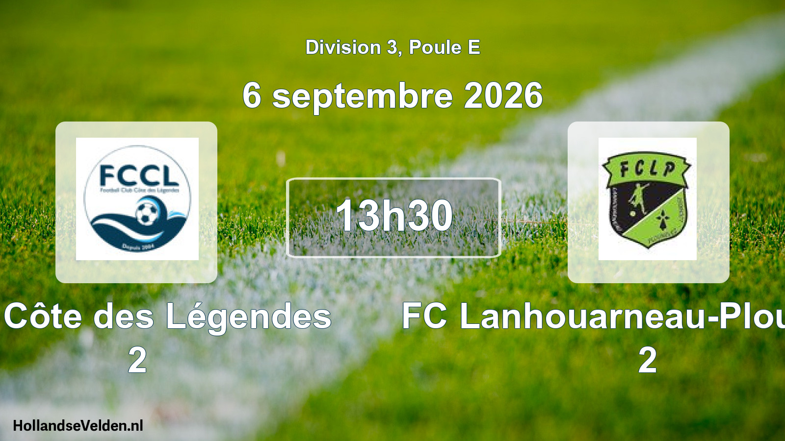 Match programmé: FC Côte des Légendes 2 - FC Lanhouarneau-Plounévez 2 (6 septembre 2026)