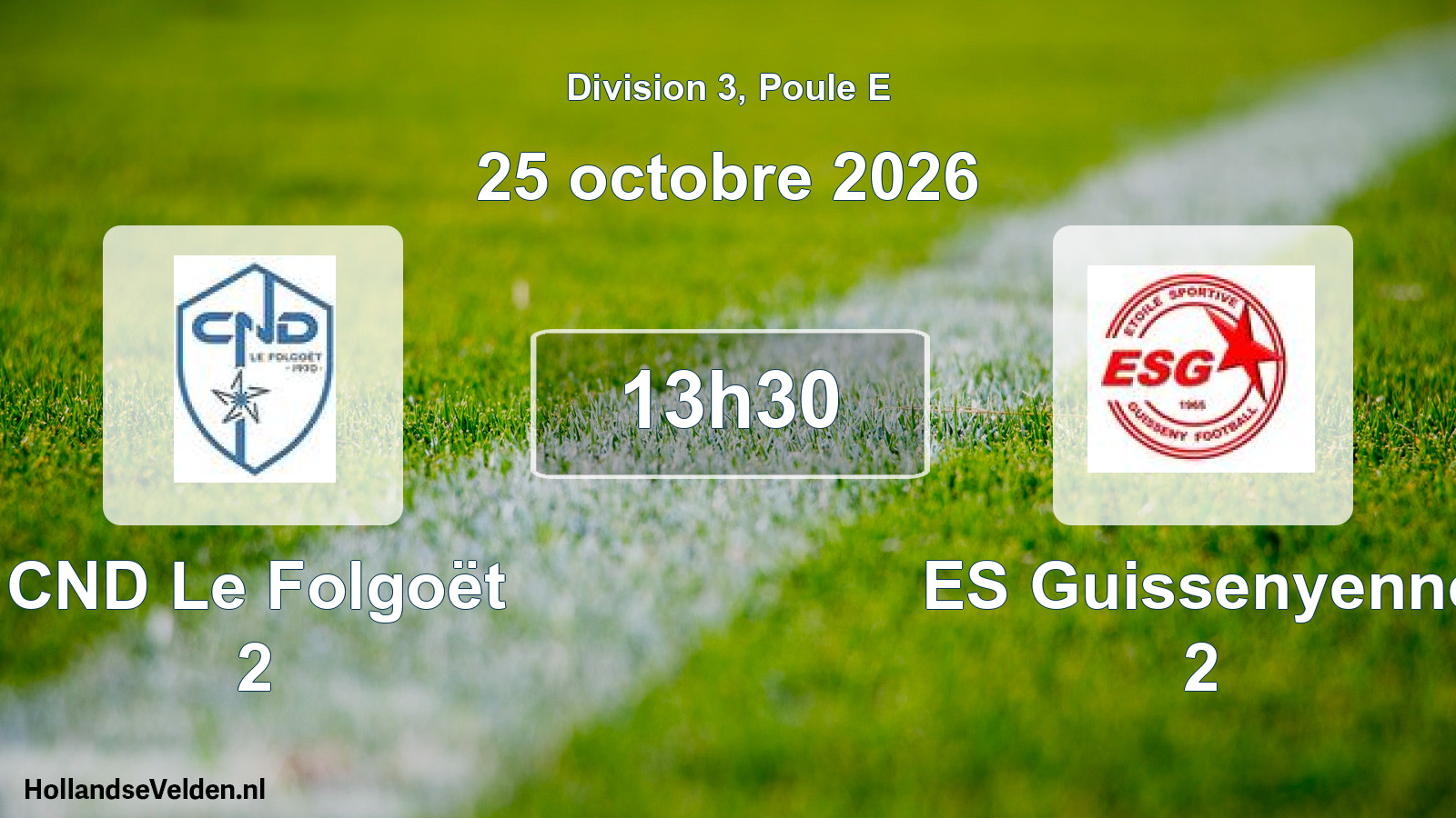 Match programmé: CND Le Folgoët 2 - ES Guissenyenne 2 (25 octobre 2026)