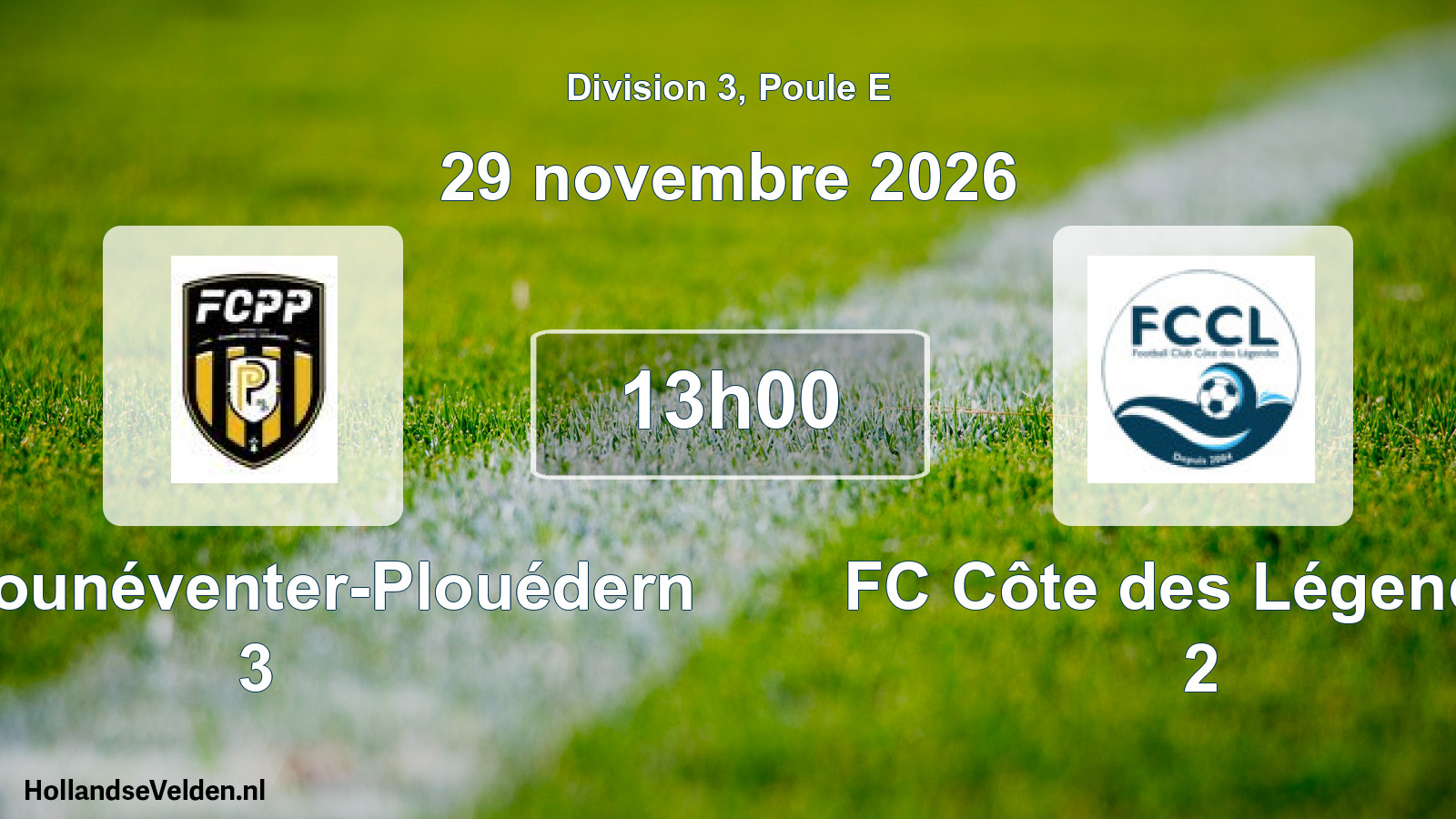 Match programmé: FC Plounéventer-Plouédern 3 - FC Côte des Légendes 2 (29 novembre 2026)