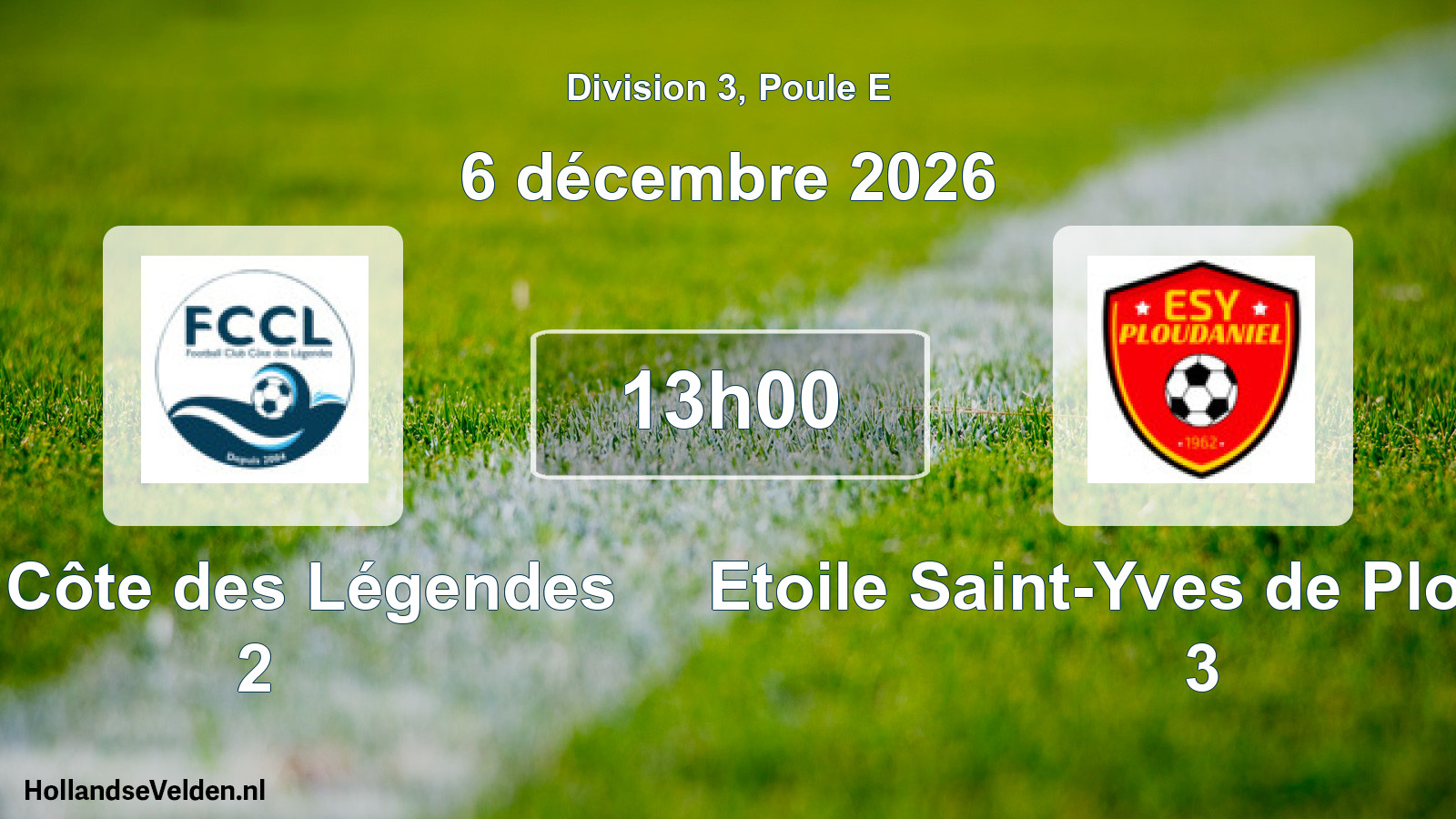 Match programmé: FC Côte des Légendes 2 - Etoile Saint-Yves de Ploudaniel 3 (6 décembre 2026)