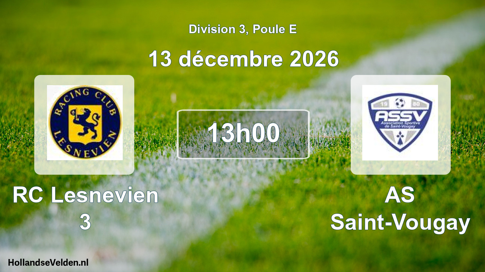 Match programmé: RC Lesnevien 3 - AS Saint-Vougay (13 décembre 2026)