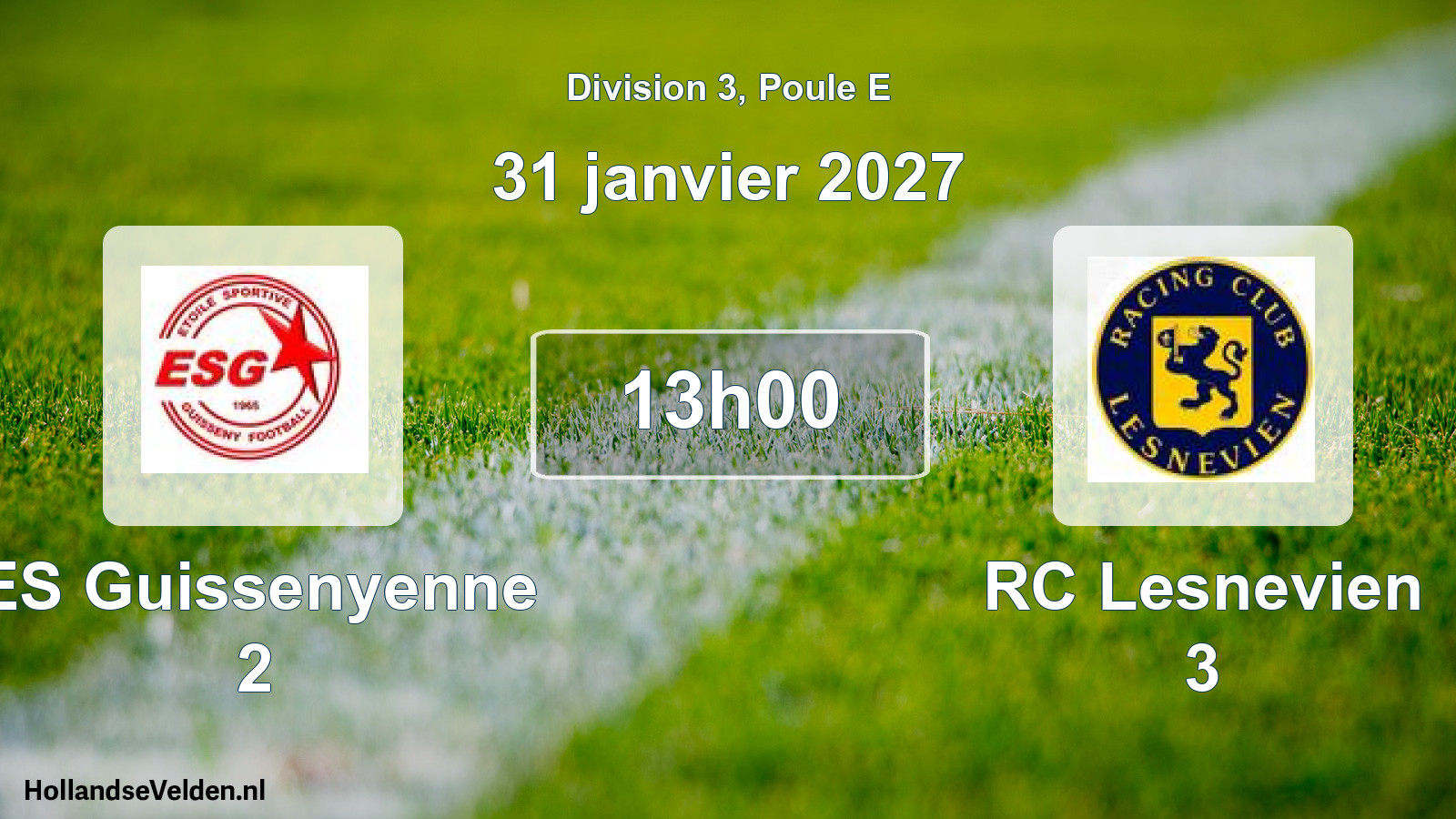 Match programmé: ES Guissenyenne 2 - RC Lesnevien 3 (31 janvier 2027)
