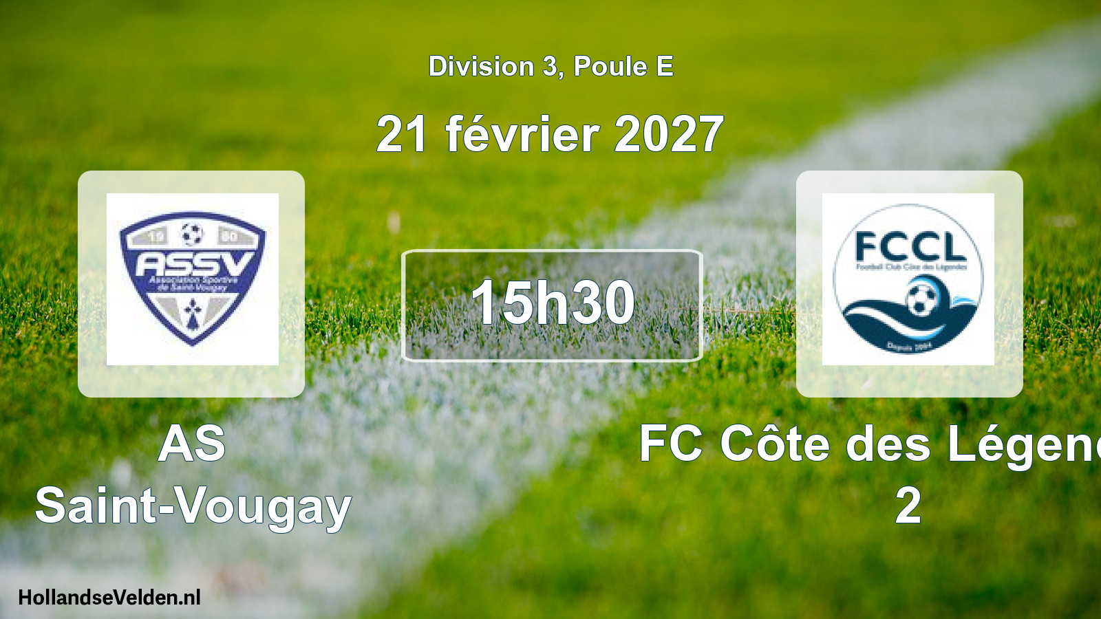 Match programmé: AS Saint-Vougay - FC Côte des Légendes 2 (21 février 2027)