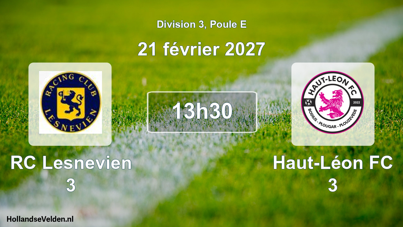 Match programmé: RC Lesnevien 3 - Haut-Léon FC 3 (21 février 2027)