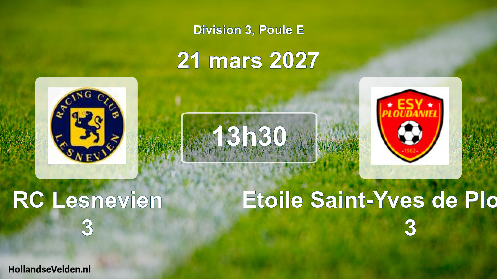 Match programmé: RC Lesnevien 3 - Etoile Saint-Yves de Ploudaniel 3 (21 mars 2027)