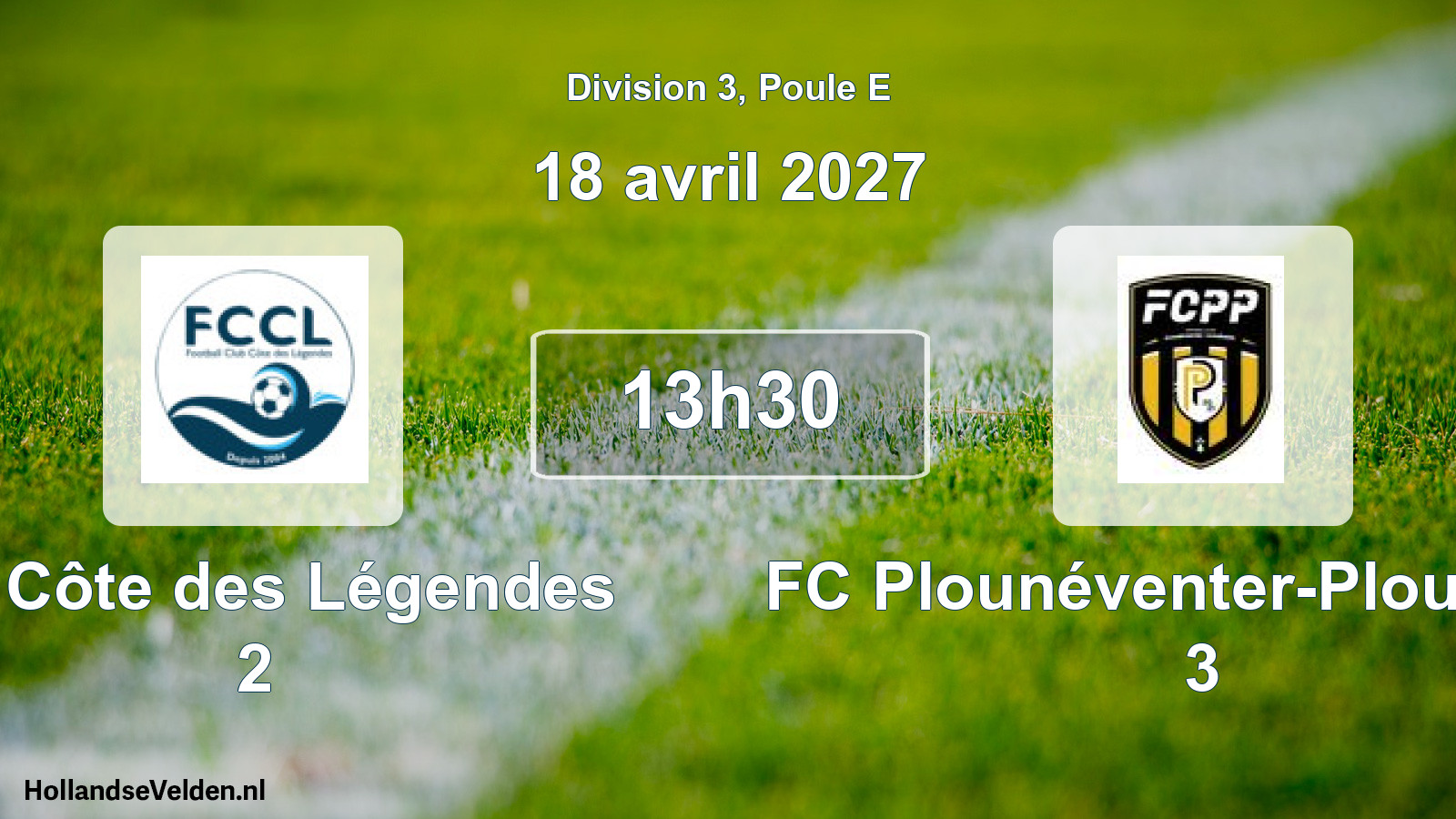 Match programmé: FC Côte des Légendes 2 - FC Plounéventer-Plouédern 3 (18 avril 2027)