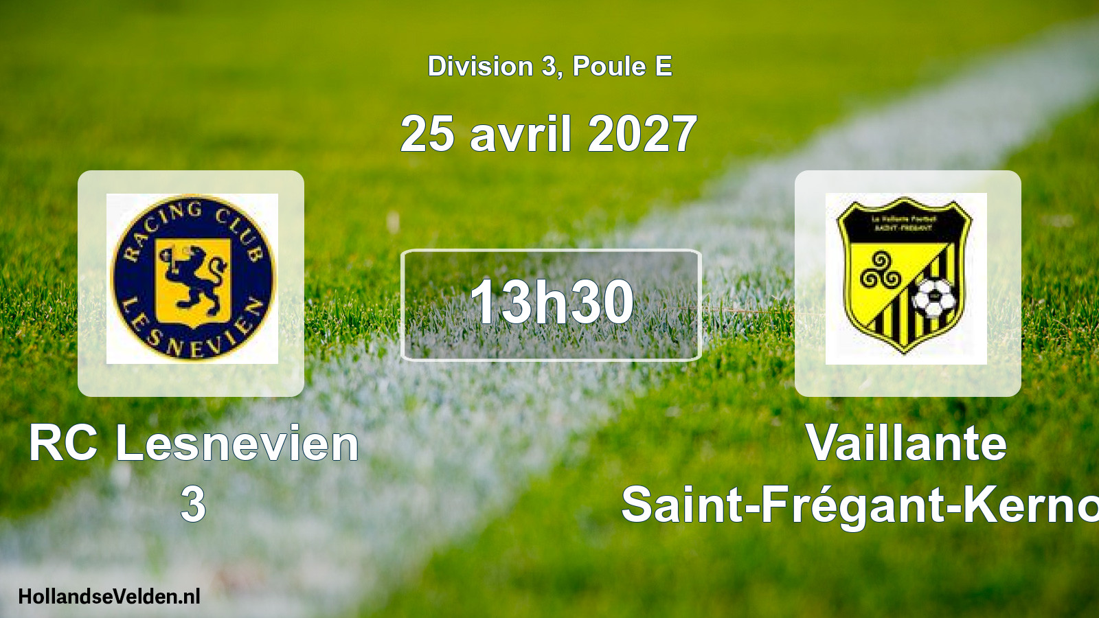 Match programmé: RC Lesnevien 3 - Vaillante Saint-Frégant-Kernouès (25 avril 2027)