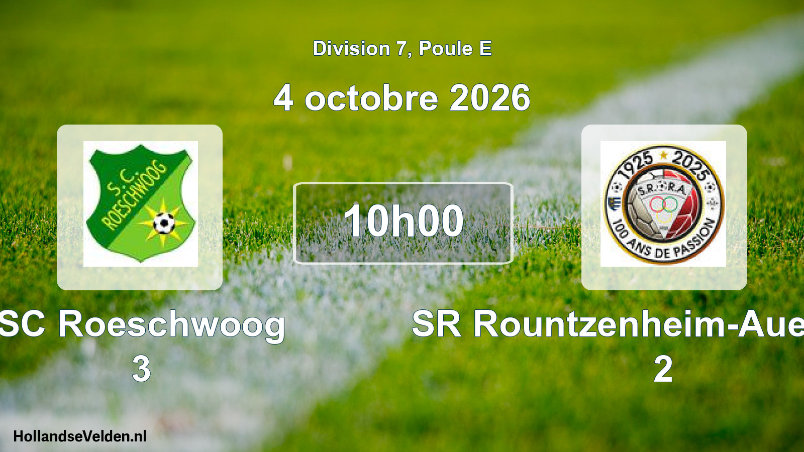 Match programmé: SC Roeschwoog 3 - SR Rountzenheim-Auenheim 2 (4 octobre 2026)