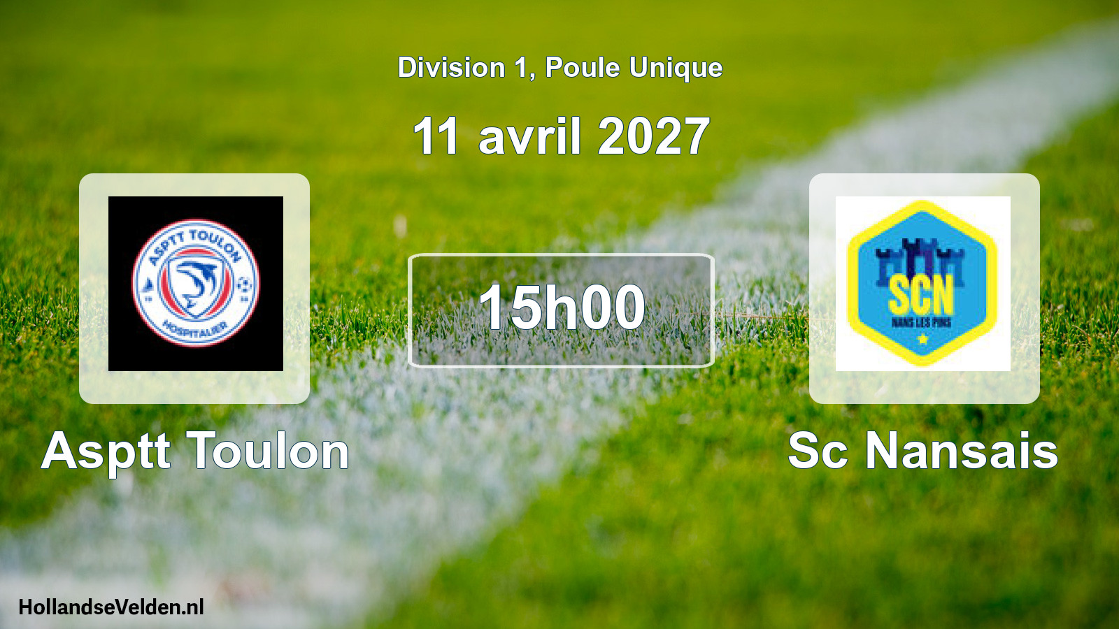 Geplande wedstrijd: Asptt Toulon - Sc Nansais (11 april 2027)