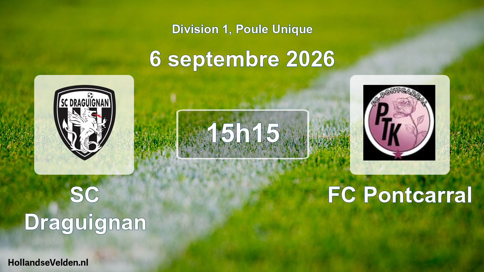 Match programmé: SC Draguignan - FC Pontcarral (6 septembre 2026)