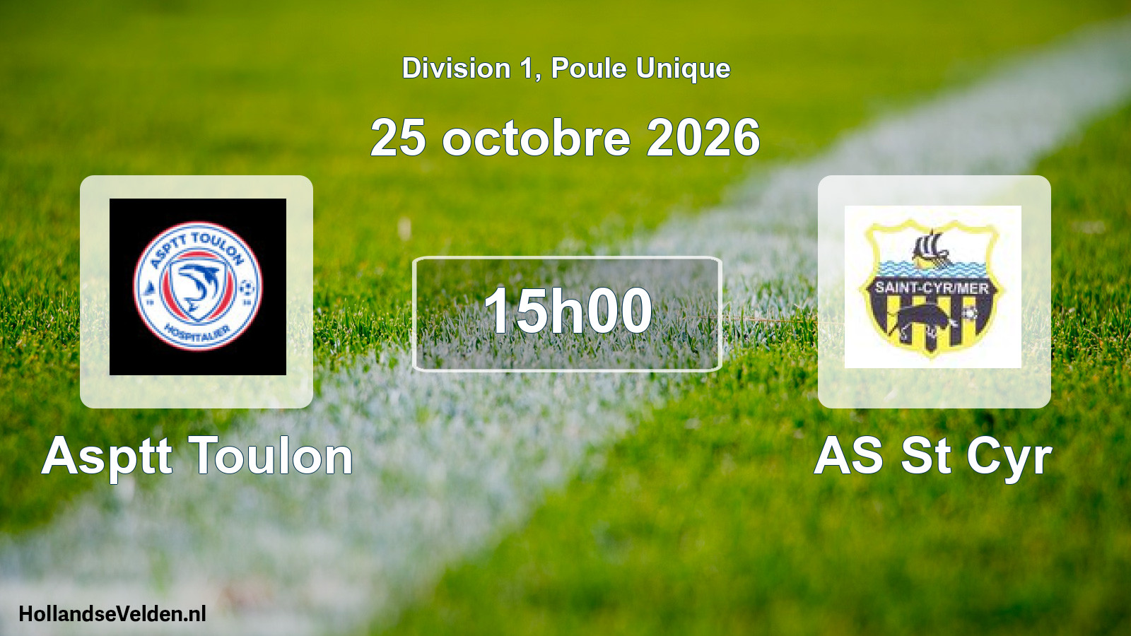 Match programmé: Asptt Toulon - AS St Cyr (25 octobre 2026)