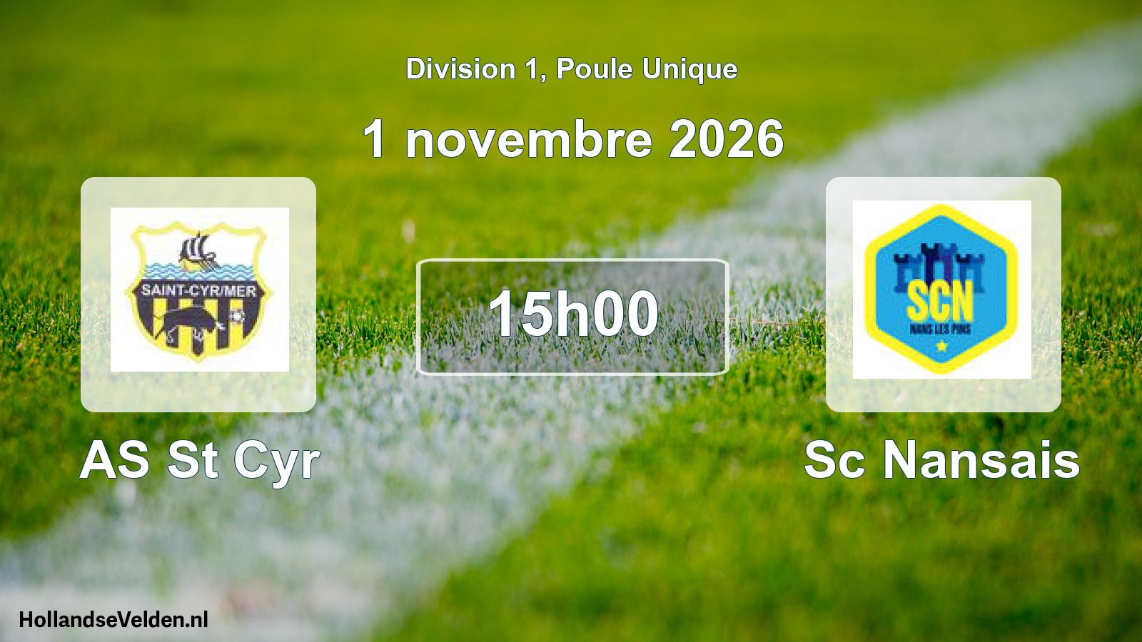 Match programmé: AS St Cyr - Sc Nansais (1 novembre 2026)