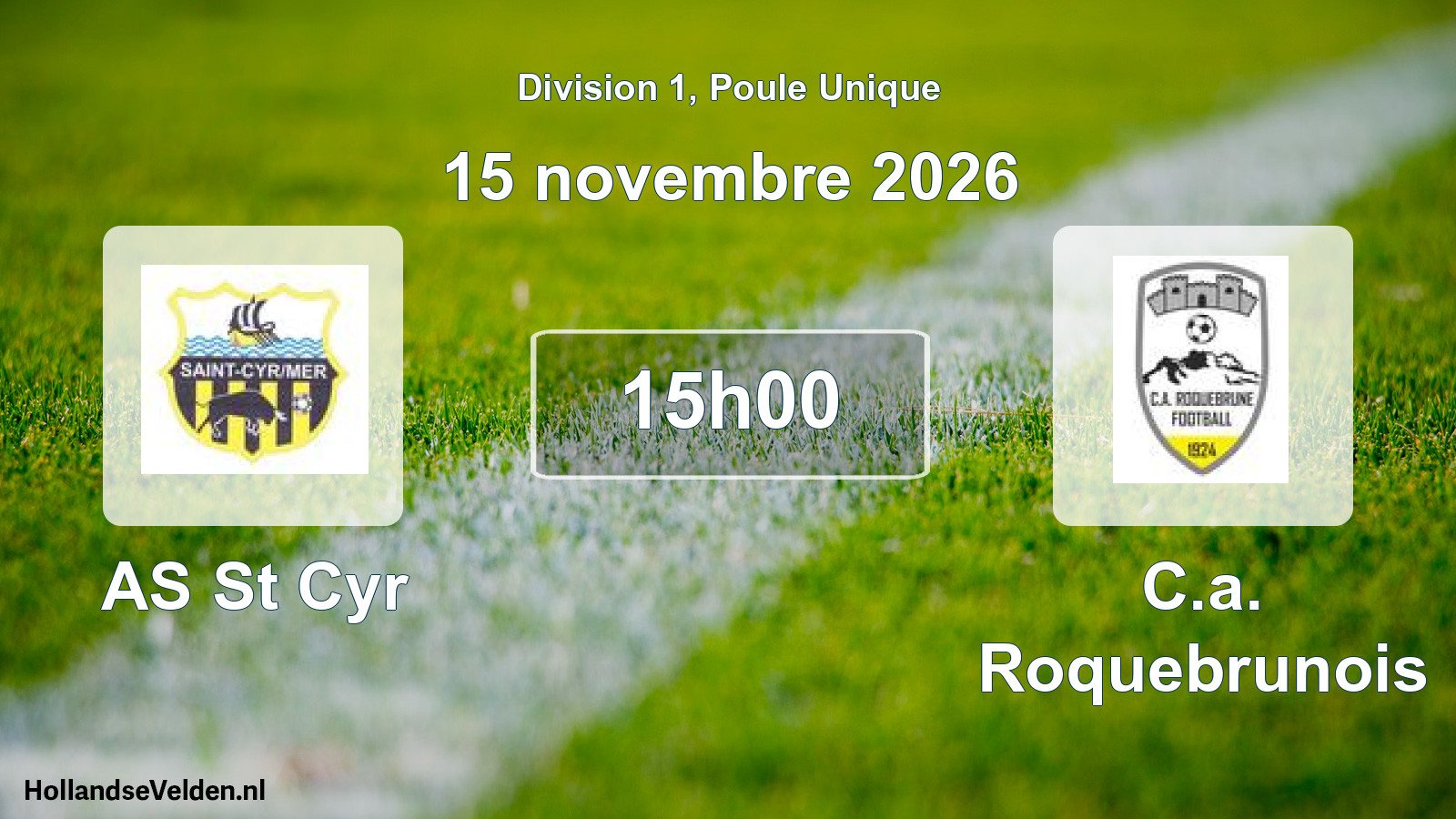 Match programmé: AS St Cyr - C.a. Roquebrunois (15 novembre 2026)