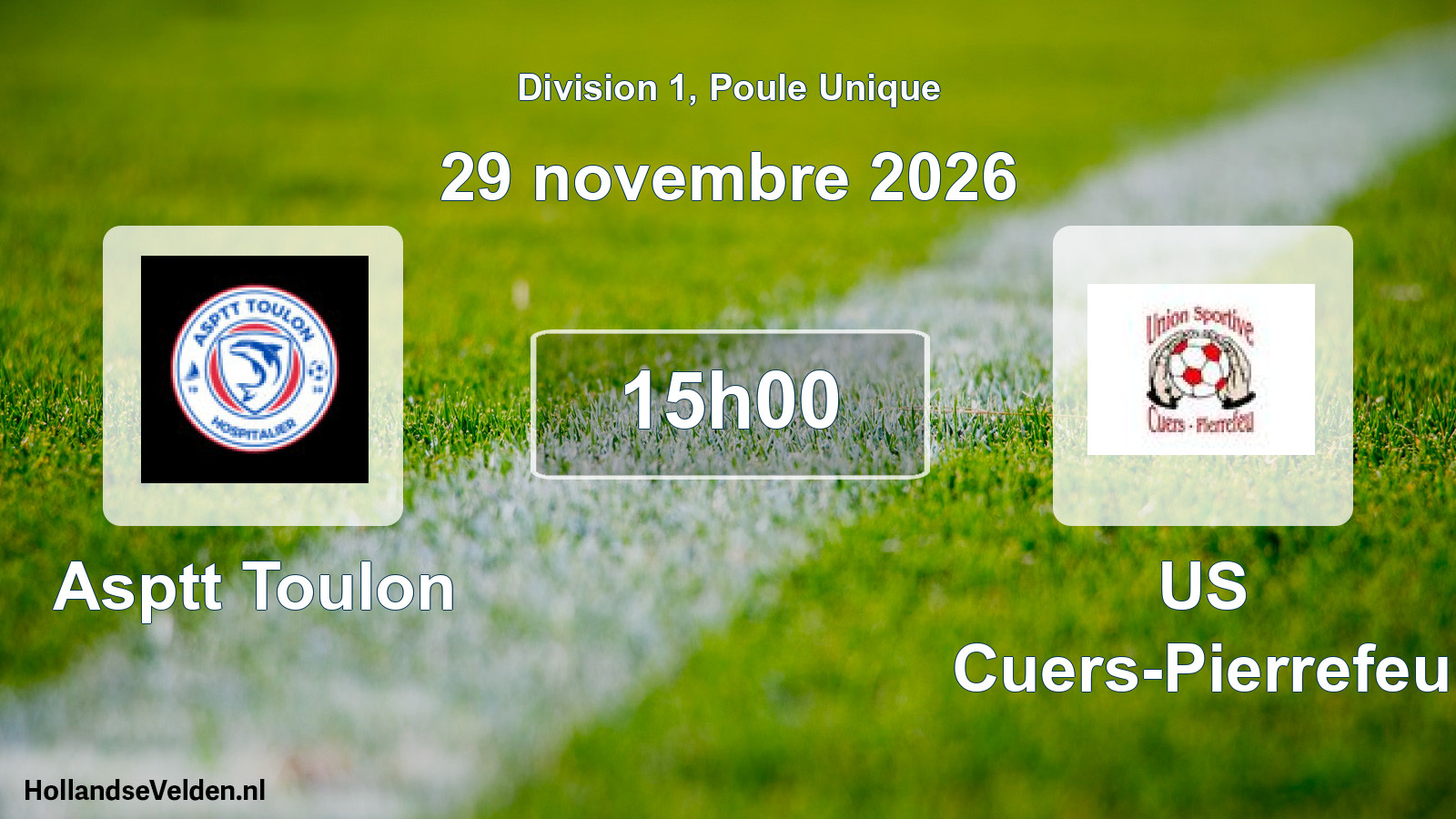 Match programmé: Asptt Toulon - US Cuers-Pierrefeu (29 novembre 2026)