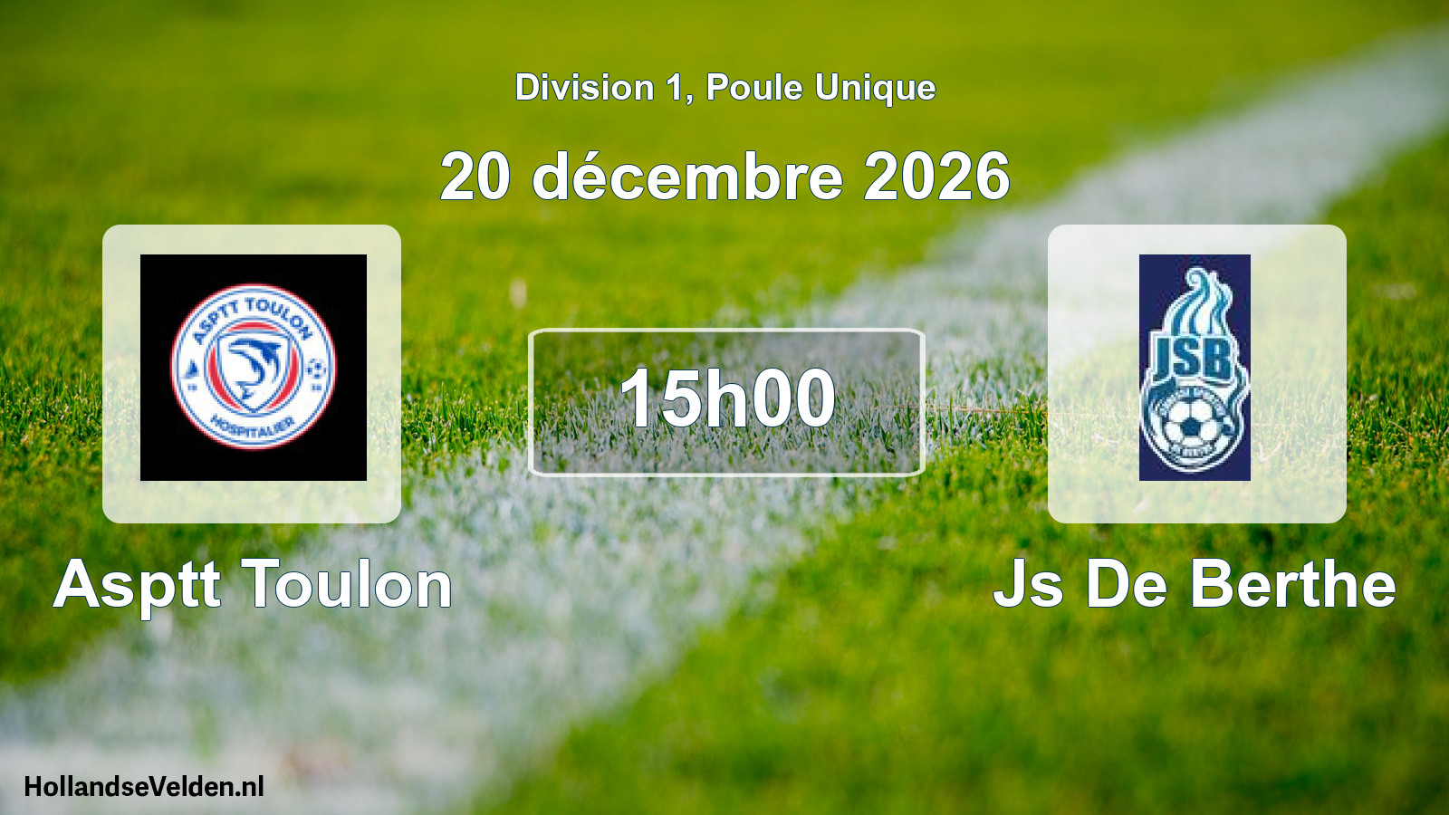 Match programmé: Asptt Toulon - Js De Berthe (20 décembre 2026)