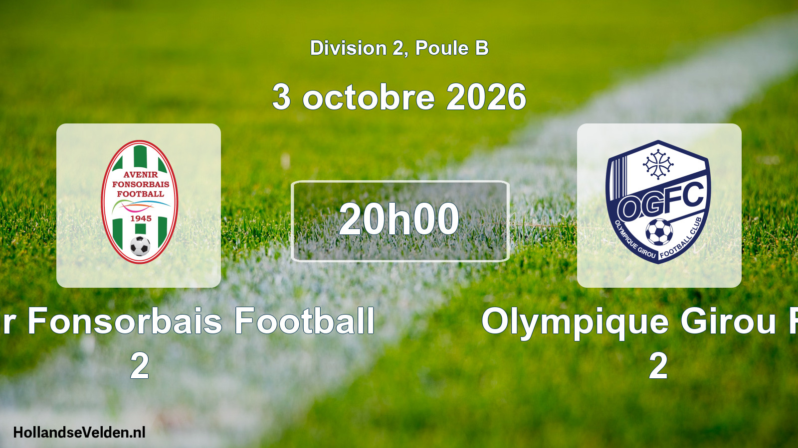 Match programmé: Avenir Fonsorbais Football 2 - Olympique Girou FC 2 (3 octobre 2026)