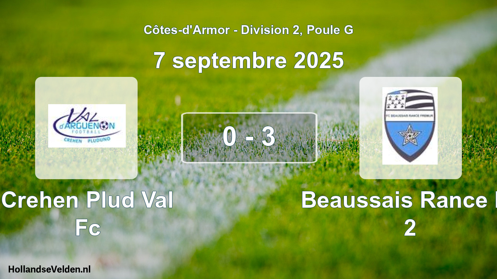 Gespeelde wedstrijd: Crehen Plud Val Fc - Beaussais Rance Fc 2 0 - 3 (7 septembre 2025)