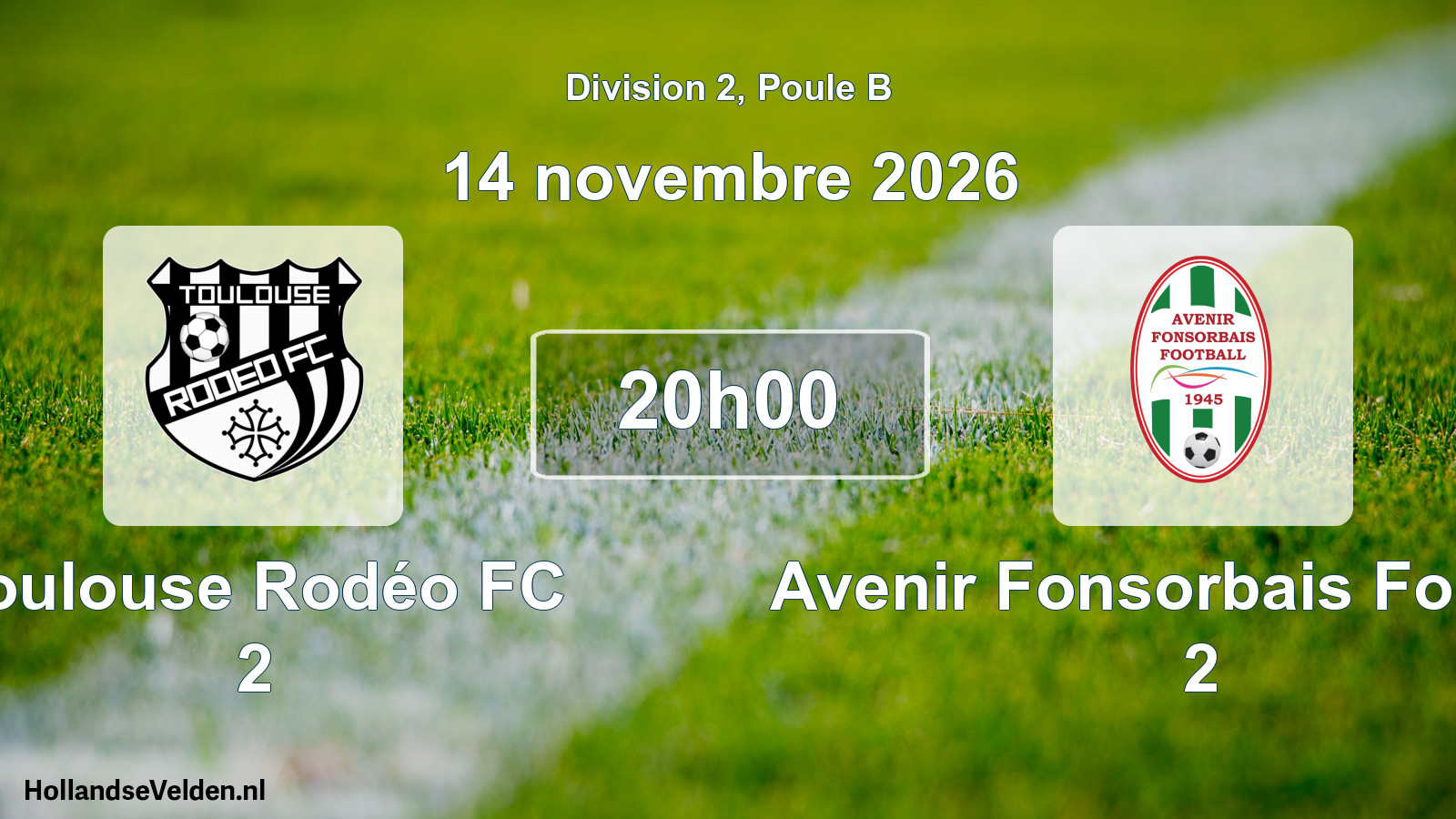 Match programmé: Toulouse Rodéo FC 2 - Avenir Fonsorbais Football 2 (14 novembre 2026)