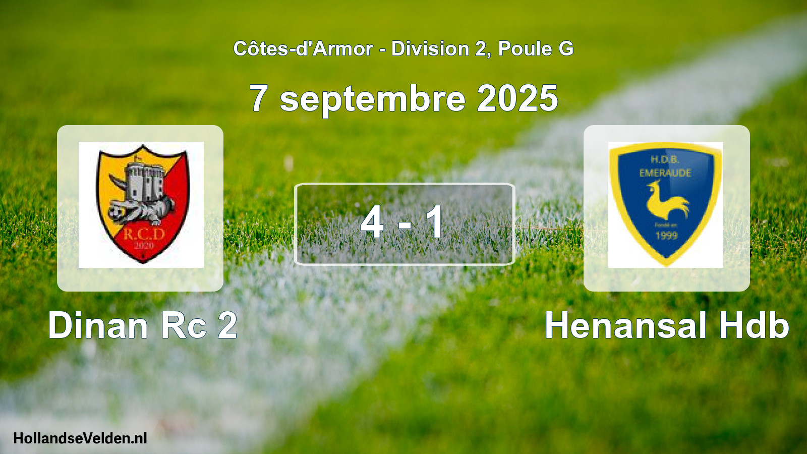 Gespeelde wedstrijd: Dinan Rc 2 - Henansal Hdb 4 - 1 (7 septembre 2025)