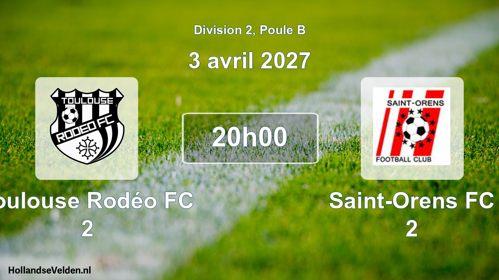 Match programmé: Toulouse Rodéo FC 2 - Saint-Orens FC 2 (3 avril 2027)