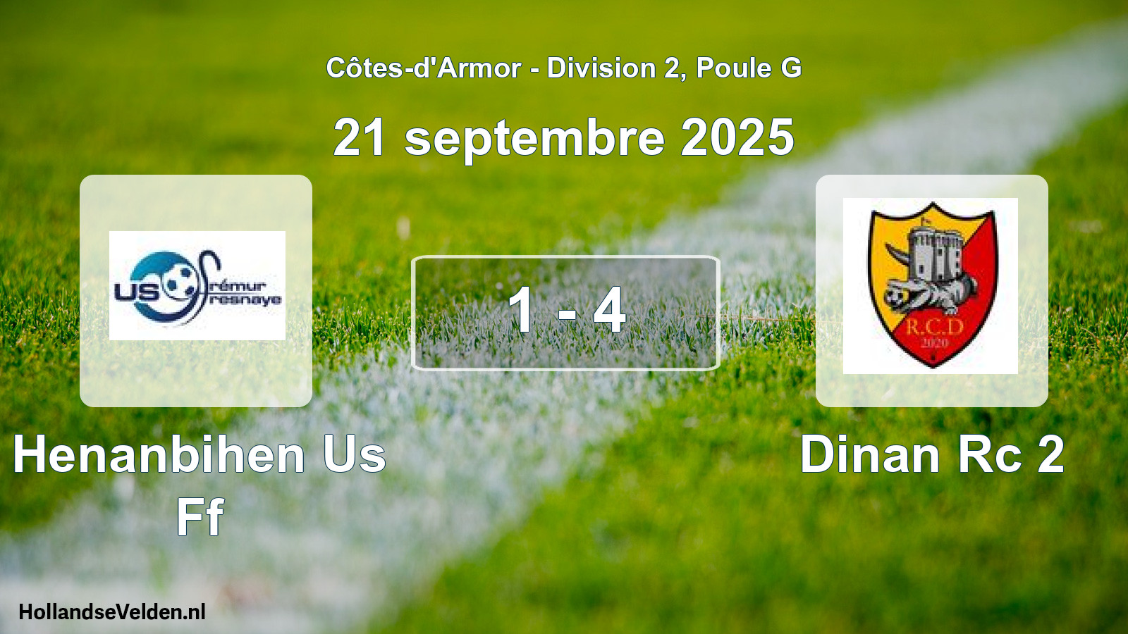 Total number of matches played: Henanbihen Us Ff - Dinan Rc 2 1 - 4 (21 September 2025)