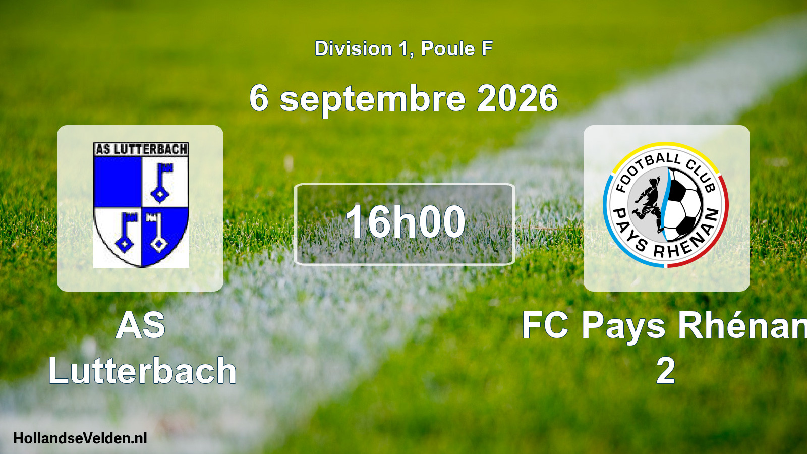 Match programmé: AS Lutterbach - FC Pays Rhénan 2 (6 septembre 2026)