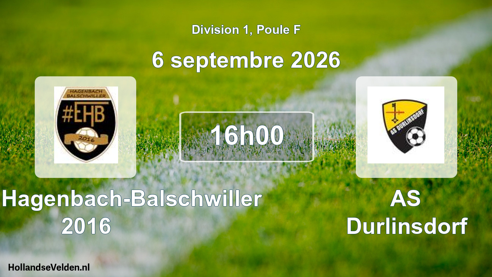 Match programmé: Entente Hagenbach-Balschwiller 2016 - AS Durlinsdorf (6 septembre 2026)