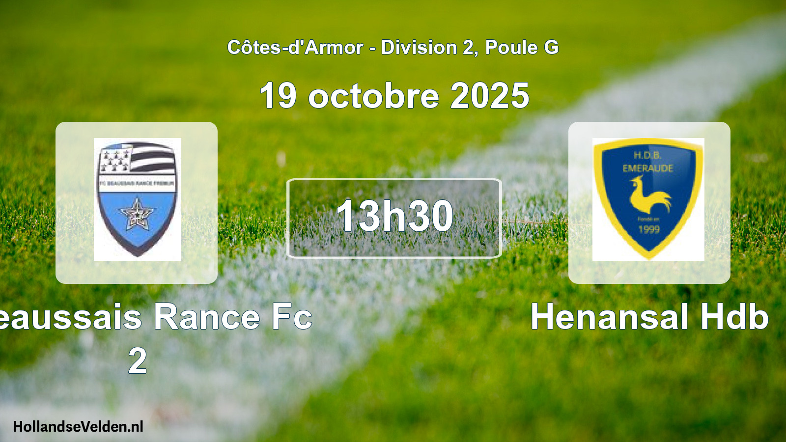 Scheduled Match: Beaussais Rance Fc 2 - Henansal Hdb (19 October 2025)