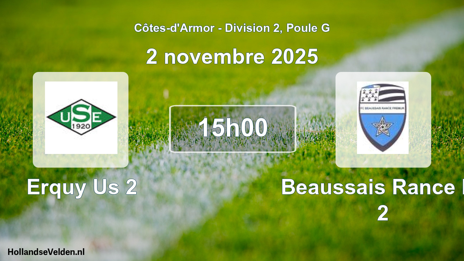 Geplande wedstrijd: Erquy Us 2 - Beaussais Rance Fc 2 (2 november 2025)
