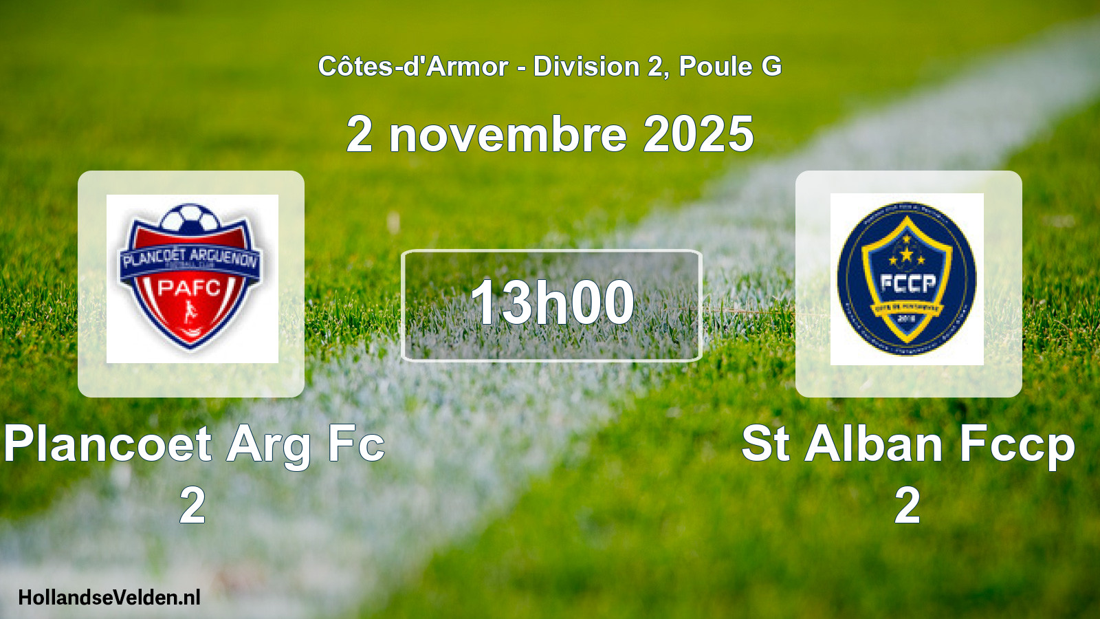 Scheduled Match: Plancoet Arg Fc 2 - St Alban Fccp 2 (2 November 2025)
