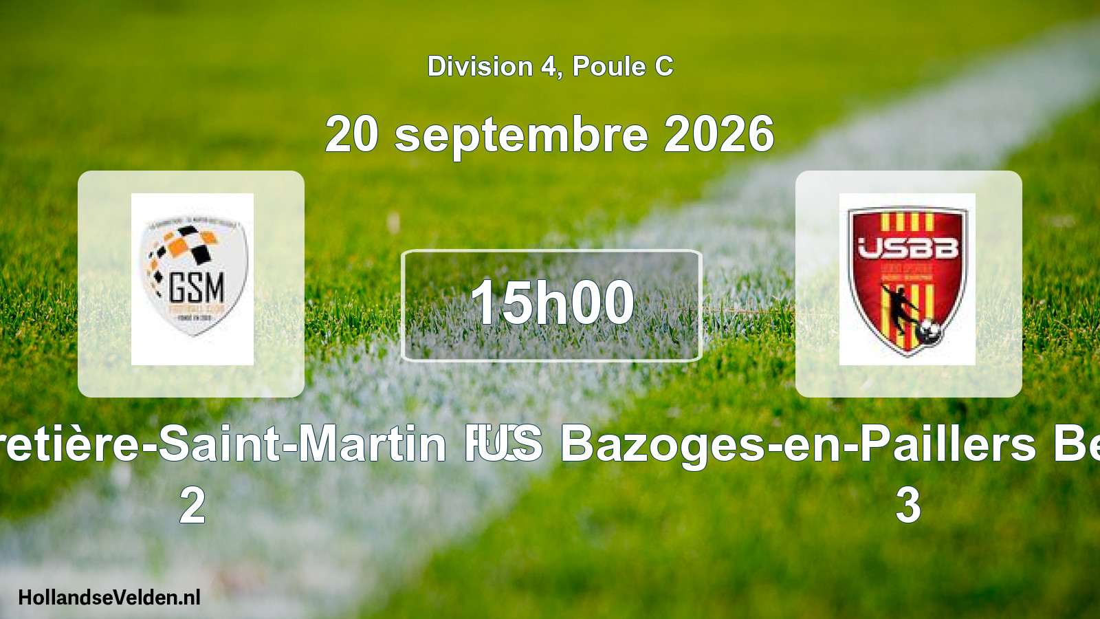 Match programmé: Gaubretière-Saint-Martin FC 2 - US Bazoges-en-Paillers Beaurepaire 3 (20 septembre 2026)