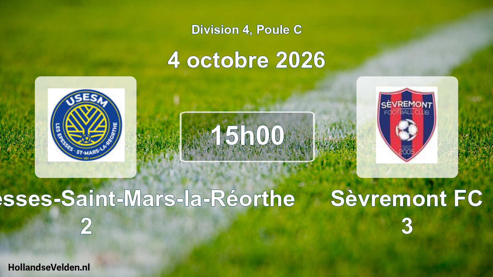 Match programmé: US Les Epesses-Saint-Mars-la-Réorthe 2 - Sèvremont FC 3 (4 octobre 2026)