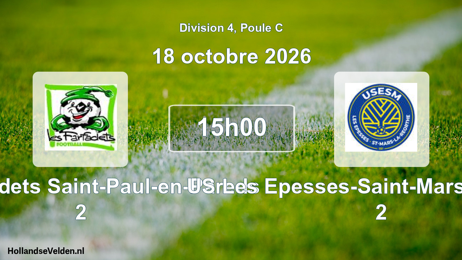 Match programmé: Les Farfadets Saint-Paul-en-Pareds 2 - US Les Epesses-Saint-Mars-la-Réorthe 2 (18 octobre 2026)