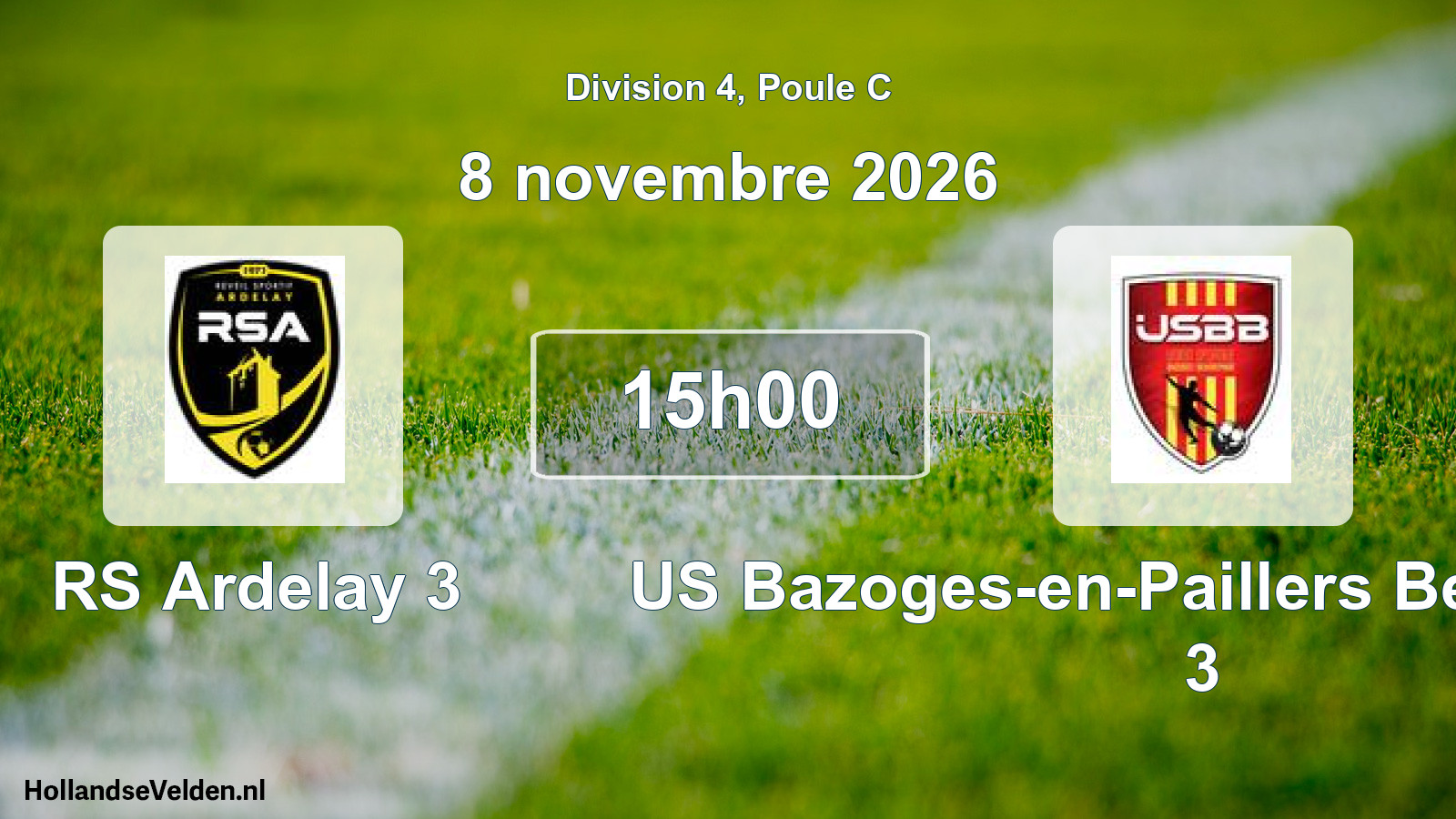 Match programmé: RS Ardelay 3 - US Bazoges-en-Paillers Beaurepaire 3 (8 novembre 2026)